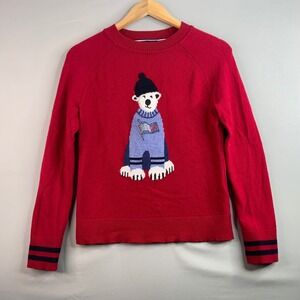 Tommy Hilfiger Red Polar Bear Sweater Womens Size S P Crew Neck Long Sleeve Knit